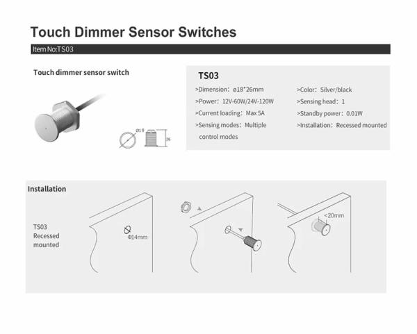 TS03 Touch Dimmer Switch - Image 3